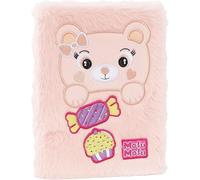 Agenda compatibile con scuola diario Mofu Mofu orso rosa Copertina in Plush 2025-2026 datato F.to Standard 13 x 18,5H cm + portachiave paillettes e penna multicolore