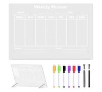 Agenda da scrivania trasparente | Lavagna settimanale cancellabile a secco,La lavagna per la pianificazione della lista delle cose da include 6 pennarelli cancellabili a secco di diversi colori per ca