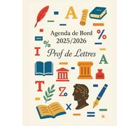 Agenda de bord 2025-2026 Prof de lettres : Cahier relevé de notes,15 classes pour 38 élèves | Carnet de bord professeur de lettres 2025 2026, Planning annuel & Planificateur de cours | Semainier, A4.