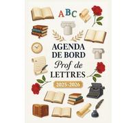 Agenda de bord 2025-2026 Prof de lettres : Cahier relevé de notes, pour 15 classes de 38 élèves | Carnet de bord professeur de lettres 2025 2026, ... & Planificateur de cours | Semainier, A4.