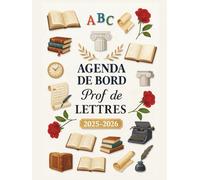 Agenda de bord 2025-2026 Prof de lettres : Cahier relevé de notes, pour 15 classes de 38 élèves | Carnet de bord professeur de lettres 2025 2026, ... & Planificateur de cours | Semainier, A4.