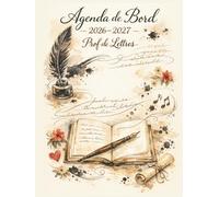 Agenda de bord 2026-2027 Prof de lettres : Cahier relevé de notes, pour 15 classes de 38 élèves | Carnet de bord professeur de lettres 2026 2027, ... & Planificateur de cours | Semainier, A4.