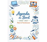 Agenda de bord 2026/2027 prof de technologie : Cahier Relevé de Notes Enseignant pour 15 Classes, Carnet de bord 2026-2027 professeur de techno | Planificateur de cours, Semainier, Format A4.