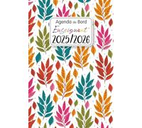 Agenda de Bord Professeur 2025-2026 A5: Planificateur de cours pour les enseignants | 12 mois d'août 2025 à juillet 2026 | Organiseur semainier et mensuel