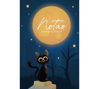 Agenda de notas: Portada ilustrada escena nocturna con gato negro
