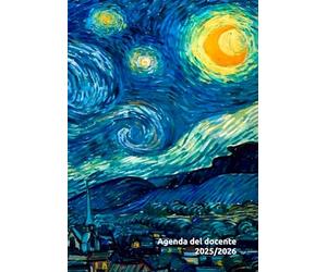 Agenda del docente 2025/2026, settimanale: pianificatore didattico per docenti, l'intera settimana in due pagine. Arte in copertina, Notte Stellata, Vincent Van Gogh, per i veri amanti dell'arte.