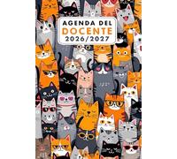 Agenda del Docente 2026/2027 Gatto: Pianificatore dell'insegnante settimanale | Regalo per il professore | A5