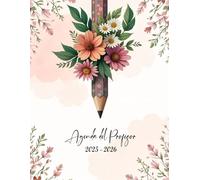 Agenda del profesor 2025-2026: Planificador de clases semanal y mensual docente. Cuaderno profesorado Semana Vista. Libro para docentes y profesoras a4, diseño floral