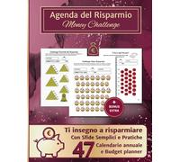 Agenda del Risparmio Money Challenge: Ti insegno a risparmiare con 47 Sfide, Calendario e Budget Planner per Prendere il Controllo delle Tue Finanze! Copertina Bordeaux