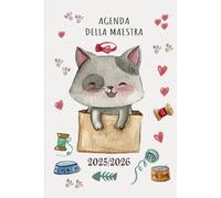 Agenda Della Maestra 2025/2026 Gatto: Organizzatore giornaliero completo e pratico - 1 giorno per pagina | Registro del professore | Regalo per insegnanti | Planner italiano A5.