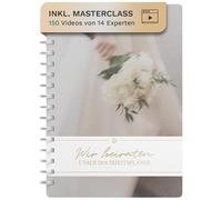 Agenda di nozze libro (formato DIN A5), 240 pagine, guida per matrimonio con liste di controllo, pianificatore di budget e molti consigli + accesso MasterClass gratuito