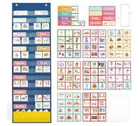 Agenda di routine per bambini, in tessuto Oxford, magnetica, calendario per bambini, con 140 schede, calendario per bambini, riutilizzabile, per programmi di autismo