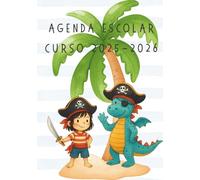 Agenda escolar 2025-2026 A5 PIRATAS para primaria y primer ciclo de secundaria - Semana vista, deberes, tareas, notas, comunicación casa-escuela, tablas de multiplicar, espacio para dibujar
