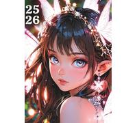 Agenda Fille: Fée, Elfe, Féérique, Kawaii Manga Anime | Une page par jour | A COLORIER | 12x17 | Primaire Collège | cp ce1 ce2 cm1 CM2 | 8 ans 9 ans ... violet rose | Chibi Cute Papillons Mignon