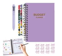 Agenda finanziaria, libro budget, taccuino finanziario con penna a 6 colori | planner budget con adesivi e 12 clip per risparmio, debiti e spese