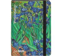 Agenda giornaliera 2025 - Copertina Opera d'Arte Iris di van Gogh - 12 Mesi, Chiusura ad Elastico, Dim. 15 x 11 cm + penna a scatto e segnalibro