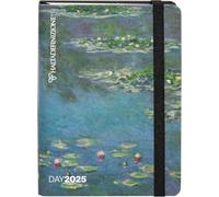 Agenda giornaliera 2025 - Copertina Opera d'Arte ninfee di Monet - 12 Mesi, Chiusura ad Elastico, Dim. 15 x 11 cm + penna a scatto e segnalibro