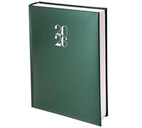 Agenda Giornaliera 2026 A5 15x21 cm - 1 giorno per pagina (sabato e domenica insieme) - 320 pagine - Copertina rigida imbottita similpelle - Rilegatura filo - Made in Italy - TEKSHOPPING (VERDE)