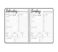 Agenda giornaliera e settimanale a spirale con orari orari, lista delle cose da fare, attività, spese, planner non datato 7 giorni inizia in qualsiasi momento, copertura impermeabile in PVC flessibile