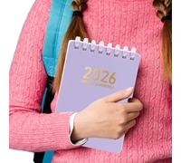 Agenda giornaliera - Libro mastro 2026, blocco a spirale portatile con layout a griglia a righe, formato A7, agenda con spirale morbida per la ricerca, forniture per il posto di lavoro di diritto