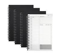 Agenda Giornaliera Manuale per La Gestione del Tempo Blocco Note Copertina Kraft Nero Quaderno a Spirale 100 Pagine / 50 Fogli, 19 x 13 cm (4 Pezzi)