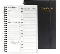 Agenda giornaliera non datata, 152 pagine, lista delle cose da fare, manuale di gestione del tempo e planner con copertina flessibile, chiusura elastica, tasca interna, 14,2 x 21,1 cm, nero