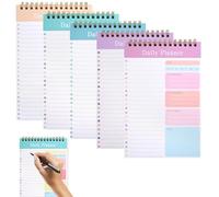 Agenda giornaliera non datata, 5 pezzi, agenda settimanale To Do Planner A5 To Do Block con pagine forate, taccuino con lista di appuntamenti, blocco a spirale con PVC trasparente per ufficio e scuola