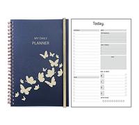 Agenda Giornaliero Senza Data A5 Spirale, Planner Giornaliero con To Do List & Schedule, Extra Pagine Nota Contatto TracciamentoAbitudini, Tasca, Elastica, Diario Senza Data per Diario Famiglia 23/24