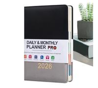 Agenda in Pelle 2026 - Planner Mensile da 21,2 cm, Diario Giornaliero Rilegato | Agenda A5 con Panoramica Mensile - Organizzatore 365 Giorni con Design Orario per Ufficio, Scuola e Casa
