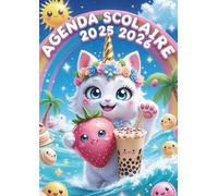 Agenda Kawaii: Chat Licorne Bubble Tea | Fille, Journalier Scolaire Une page par jour | A COLORIER | 12x17 | Primaire Collège | cp ce1 ce2 cm1 CM2 10 ... Arc en ciel | Animaux chibi cute mignons