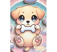 Agenda kawaii chien, chiot A COLORIER: scolaire, journalier, une page / Jour de septembre à juillet | Standard 12 x 17 cm | Pour école élémentaire, ... animaux mignons pour enfant, fille, garçon