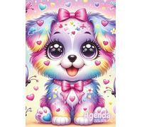 Agenda kawaii chien, chiot A COLORIER: scolaire, journalier, une page / Jour de septembre à juillet | Standard 12 x 17 cm | Pour école élémentaire, ... animaux mignons pour enfant, fille, garçon