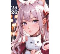 Agenda Kawaii Fille 2025 2026: Scolaire Primaire Collège | Un jour par page | Chat Manga Anime | Pour fans de chats et de papeterie japonaise