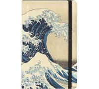 Agenda Large Settimanale 2025 - Copertina Opera d'Arte La Grande onda di Kanagawa di Hokusai - 12 Mesi, Chiusura ad Elastico, Dim. 13 x 21 cm + penna a scatto e segnalibro