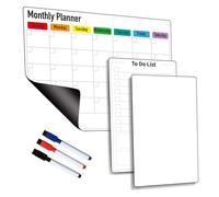 Agenda magnetica cancellabile a secco per frigorifero: confezione da 3 - 37,1 x 11,6 cm, calendario mensile magnetico con pennarelli + blocco da 18,5 x 29,5 cm per lista delle cose da fare e lavagna