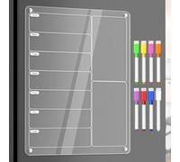 Agenda magnetica per pasti e menu settimanale in acrilico per frigorifero, 32,5 x 22,9 cm, cancellabile a secco, con 8 pennarelli, lista della spesa, cose da fare, tabella delle faccende e organizer
