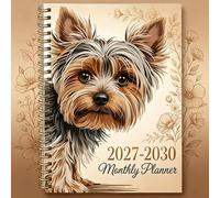 Agenda mensile 2027-2030, calendario 4 anni (gennaio 2027 - dicembre 2030), copertina marrone a tema floreale, linguette mensili, carta spessa 14 x 21,1 cm, diario di 48 mesi
