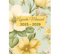 Agenda Mensuel 2025-2029: Grand Planificateur sur 5 Ans de Janvier 2025 à Décembre 2029 - 1 Mois par Double Page || Organisateur Calendrier sur 60 Mois avec Jours Fériés - Thème des fleurs