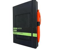 Agenda Notebook Tinta Unita Pool Over 2026 F.to 21x15 cm F.to A5 nera Blocco fisso - pagine bianche - copertina Similpelle con tasca elastica portatelefono + penna a scatto e segnalibro