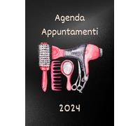Agenda parrucchieri per appuntamenti 2024: Un giorno per pagina A4 | Intervalli di 30 minuti | 12 mesi da gennaio a dicembre 2024.