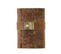 Agenda personale in pelle Libro con password retrò diario di blocco Blocco note portatile creativo Studente scolastico stazionario(Flower Grain Brown)