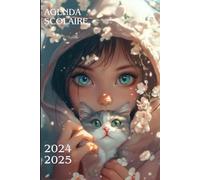 agenda scolaire 2024 2025 pour les filles kawaii manga: journalier : 1 jour par page | Primaire, Collège, Lycée | CP CE1 CE2 CM1 CM2 6ème 5ème 4ème ... | pastel, rose, vert | fille à capuche, chat
