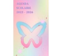Agenda scolaire 2025 - 2026 : cahier de texte et de devoirs pour étudiants, élèves de primaire, collège et lycée - Couverture rose girly avec un motif papillon
