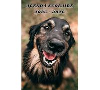 Agenda scolaire 2025 - 2026 : cahier de texte et de devoirs pour étudiants, élèves de primaire, collège et lycée - Couverture chien