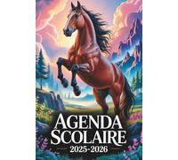 Agenda Scolaire 2025 2026 Cheval: Planificateur A5 - 2 jours par page - Pour élèves du Primaire au Lycée Garcon et Fille - Animaux