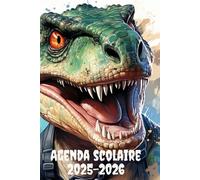 AGENDA SCOLAIRE 2025-2026 DINOSAURE: T-REX | Organisateur journalier pour filles et garçons| Deux jours par page| Etudiant, Collège et Lycée | format a5