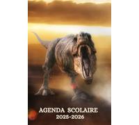AGENDA SCOLAIRE 2025-2026 DINOSAURE: T-REX | Organisateur journalier pour filles et garçons| Deux jours par page| Etudiant, Collège et Lycée | format a5