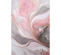 Agenda Scolaire 2025 2026 fille: Planificateur Journalier 1 Jour par Page - Pour Étudiants Collège, Lycée | Couverture Marbre Rose et Doré Élégant