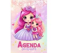 Agenda scolaire 2025 2026 fille: Princesse Licorne - cp - ce1 - ce2 - cm1 - cm2 | Organisateur et Planificateur Journalier Girly- 2 Jours Par Page