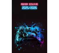 Agenda Scolaire 2025/2026 Gamer journalier: Planificateur Deux jours par page | Organisateur de Sept 2025 à Juil 2026 | Pour Garçons de Primaire, ... | Thème Gaming & geek Manette de Jeux Néon